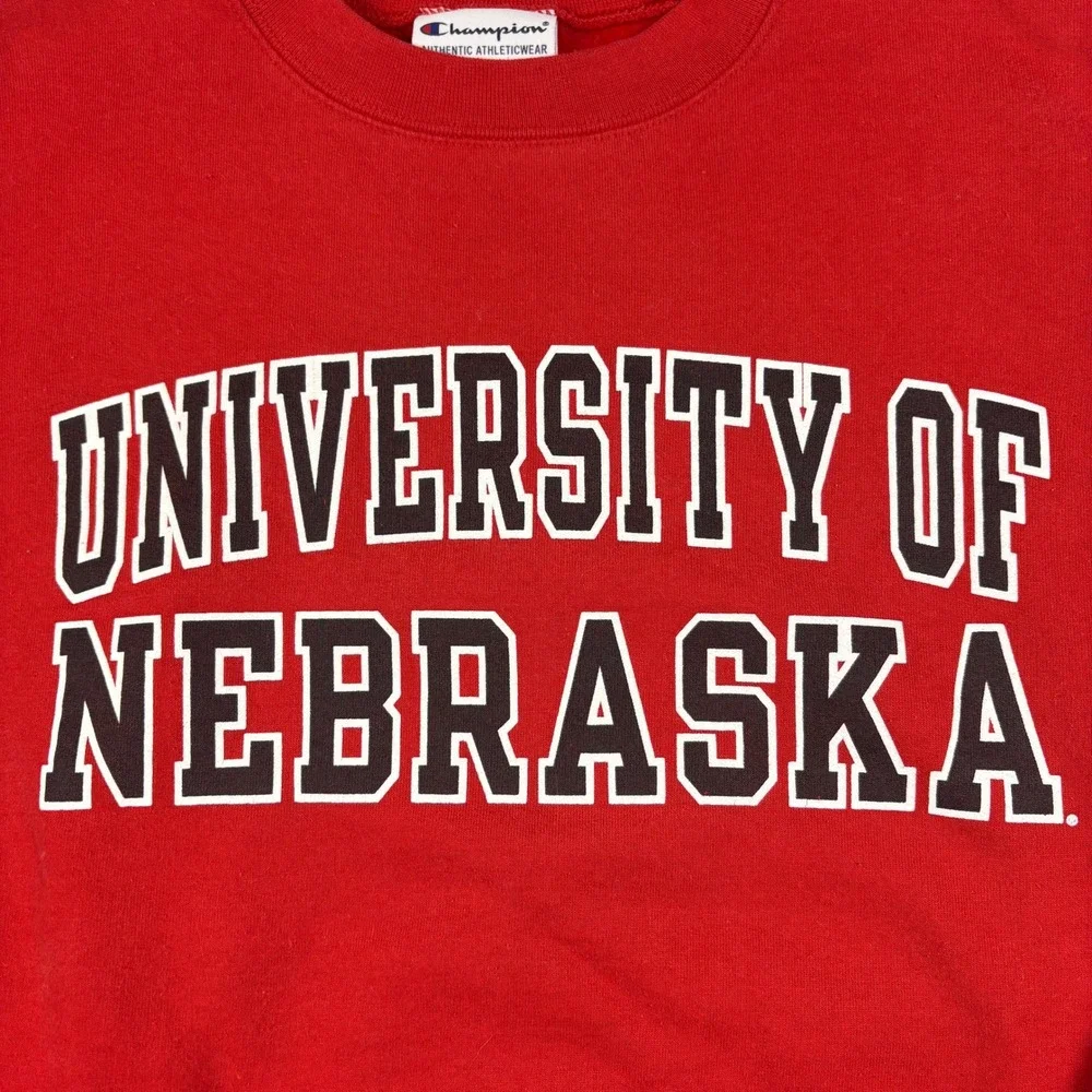 Champion‎ University of Nebraska Sweatshirt Red Mens Small Nebraska Huskers Crew